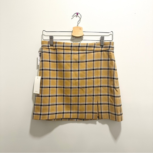 Aritzia Wilfred Patio Mini Skirt in Marisol Beige/Black Plaid BNWT - Picture 1 of 4